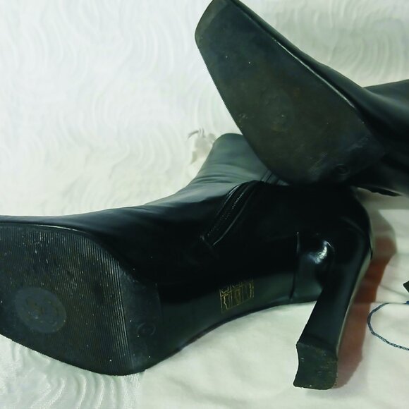 Prada high heel Ankle Boots Calzature Donna 36.5 (US6) Black Leather Antic City - Picture 5 of 6